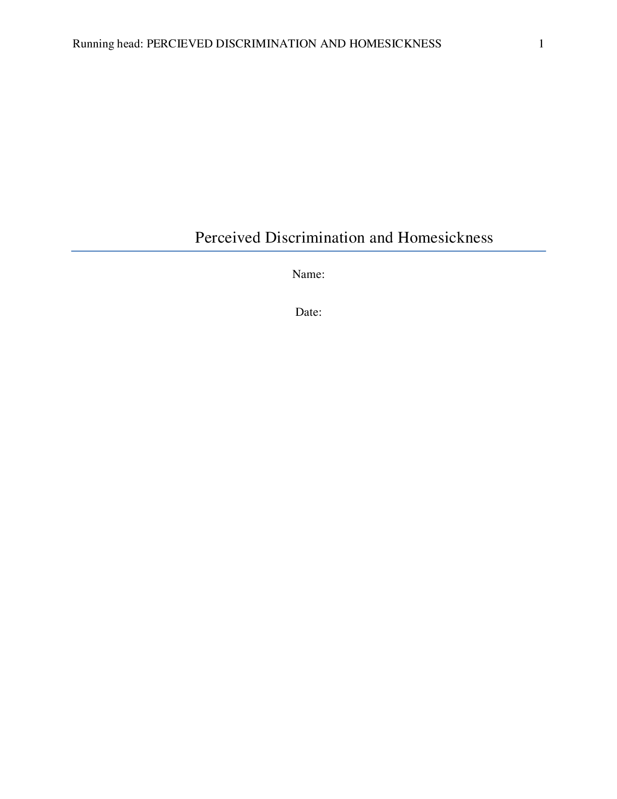 Preview image for Perceived Discrimination and Homesickness